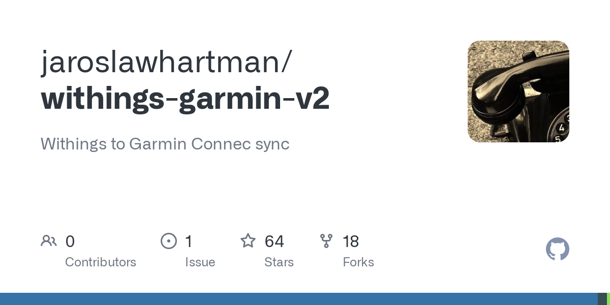 GitHub - jaroslawhartman/withings-garmin-v2: Withings to Garmin Connec sync